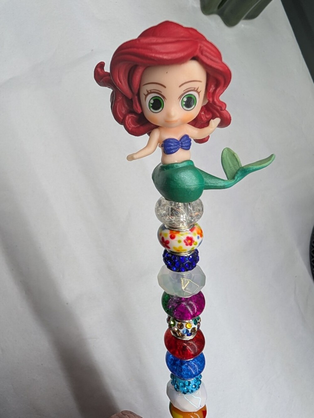 Hand Made Beaded Fairy Wand/Plant/Garden Stake W/Ariel-Mermaid Topper 🧜🏼 - Picture 2 of 4